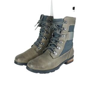 Sorel Women's Emelie Conquest US8 Brown Leather Waterproof LaceUp Combat Boots